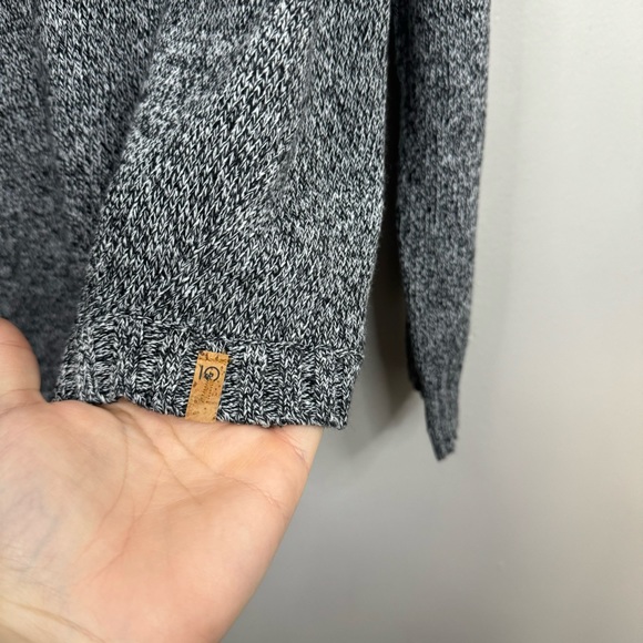 Tentree Anoba Organic Cotton Open Front Pointelle Cardigan Black and White XS - Picture 7 of 10